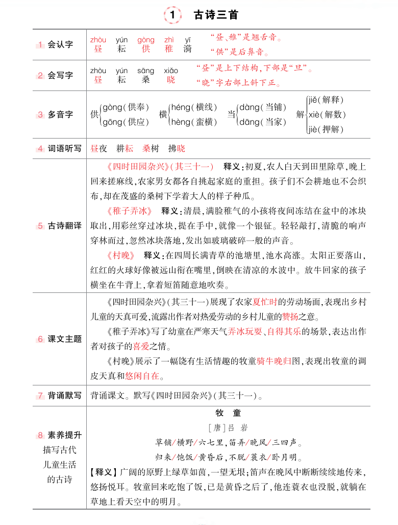【2024版】五年级下册语文状元语文笔记（背记清单）